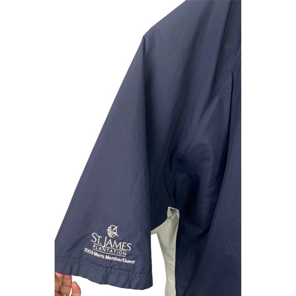 Adidas Windbreaker Jacket Men Medium M Golf Short Sleeve Blue Vintage Zip Button - Picture 5 of 9